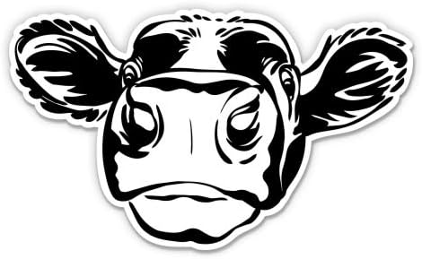 Cow Black and White Farm Country - 3" Vinyl Sticker - for Car Laptop Water Bottle Phone - Waterproof Decal