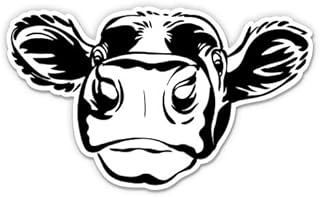 Cow Black and White Farm Country - 3" Vinyl Sticker - for Car Laptop Water Bottle Phone - Waterproof Decal