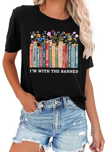 Image of Books Shirts for Women Reading T-Shirt Book Lover Tops Funny Readers Gifts Clothes Casual Librarian Tees