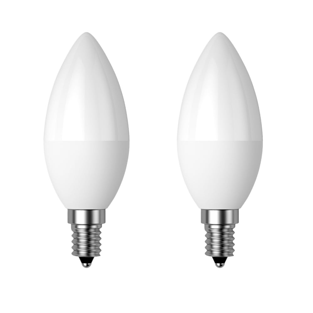 Dusk to Dawn Light Bulb, E14 Candelabra Light Sensing LED Bulbs Auto On/Off 5W 400LM Cold White 6000K for Home Outdoor Yard Porch Patio Garage Pathway, Can Replace 40W Incandescent Bulbs, Pack of 2