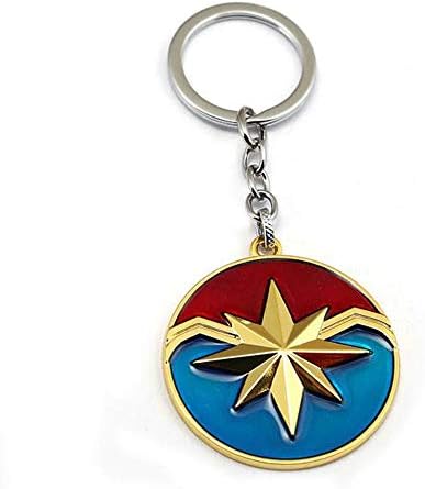 VNFLY Avengers Captain Marvel Keychain Fashion Metal Key Chain Pendant Key Ring (Gold)