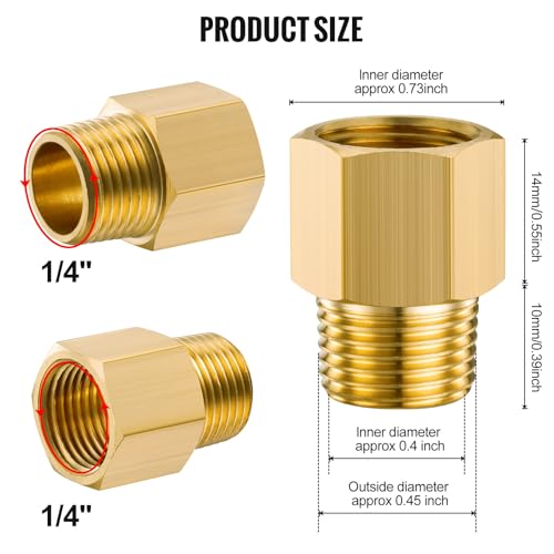 Image of Gsinodrs 2PCS Brass Pipe Fitting, 1 /4 inch Female x 1 /4 inch Male NPT Thread Brass Hex, Adaptor 1200psi High Pressure