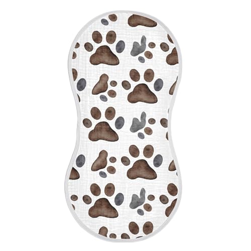 xigua Watercolor Paw Prints Muslin Baby Burp Cloths Set of 4, Super Soft & Absorbent Burping Rags, Cotton Burp Clothes Shower Gift for Newborn, Baby Girls and Boys