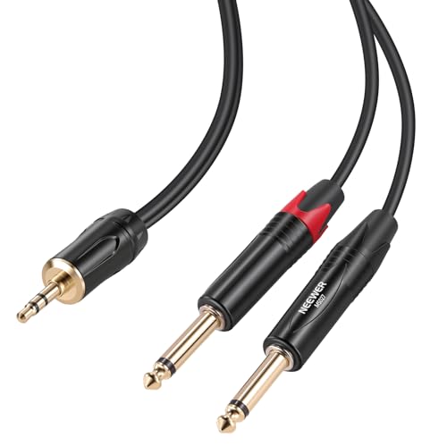 Cable adaptador Jack 3.5mm a Dual 1/4 6 ft miniatura 1