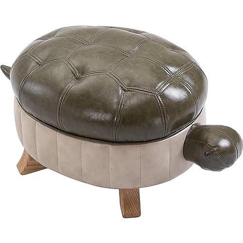 Taburete otomano de tortuga, reposapiés de animales, puf tapizado de piel sintética para sala de estar, dormitorio, reposapiés de madera, asiento decorativo para silla