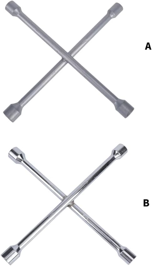 Crosses Lug Wrench 14 Inch 4 Socket Wheel Nut Tool for Tire Changes, Roadside Emergencies and Routine Wheel Maintenance