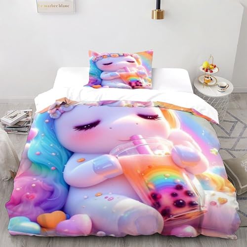 Parure housse de couette licorne 3D en cadeau idéal pour lit enfant - 2