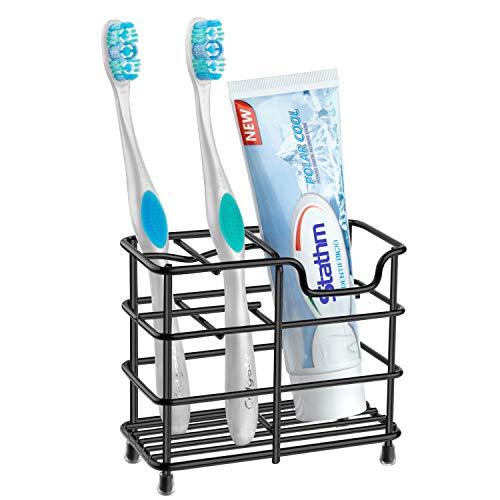 Stathm Toothbrush Holder - Stainless Steel Toothpaste Holder Bathroom Accessories Organizer (Small) (Black)