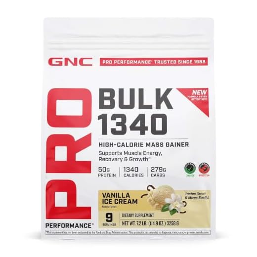GNC Pro Performance Bulk 1340 - Vanilla Ice Cream, Twin Pack, 9 Servings per Bottle, Supports Muscle Energy, Recovery and Growth