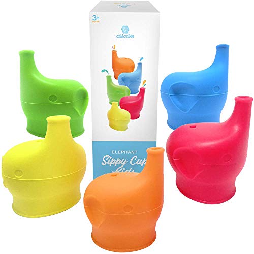 Image of Ashtonbee Silicone Sippy Cup Lids, Elephant Stretch Lids for Soft Spout Sippy Cup, Spill-proof Toddler Sippy Cups Lid, Set of 5
