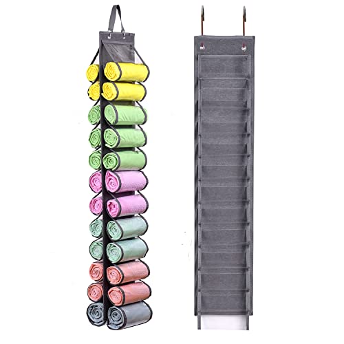 Legging Storage Bag Storage Hanger Can Holds 24 Leggings or Shirts Jeans Compartment Storage Hanger, Foldable Leggings Organizer Clothes, Portable Clothes Wardrobe for Rolls Clothes (Grey-L)