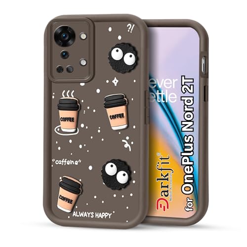 Image of Back Case Cover Compatible with OnePlus Nord 2T 5G | Cute Fun Cartoon Ball 3D Coffee Silicone Case | Body Protection | Camera Protection | Shock Proof | Color Brown | Pack of 1