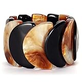 JOJOPANDA Fashion Acrylic Curved Scales Layered Bracelet for Women Colorful Stretch Bangle Jewelry G