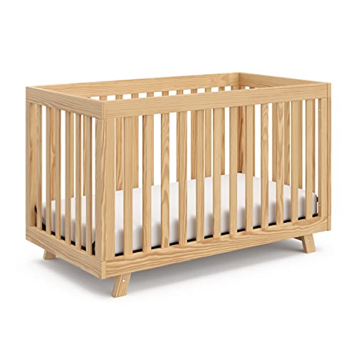 Storkcraft Beckett Convertible Crib (Natural) – GREENGUARD Gold Certified, Fits Standard Crib Mattress, Converts to Toddler Bed and Daybed, 4 Adjustable Mattress Heights, Grow-with-Me Design
