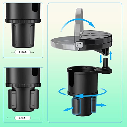 Cup-Holder Tray Drink-Holder Expander For Car - Enjoy Your Meal - Cup Holder Extender With Solid Base For Car - 7.8 Inch Car Round Food Detachable Eating Tray Table And Holder For Yeti, Standly, Etc #TOP3