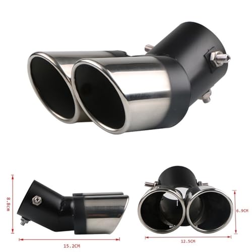 Embout d'échappement double sortie incliné roulé bicolore pour personnalisation auto