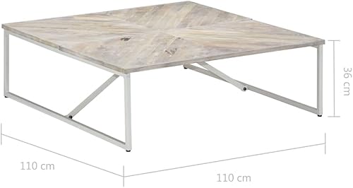 Miniatura 2 de vidaXL Mesa auxiliar de madera maciza de mango para sofá, color blancomarrón
