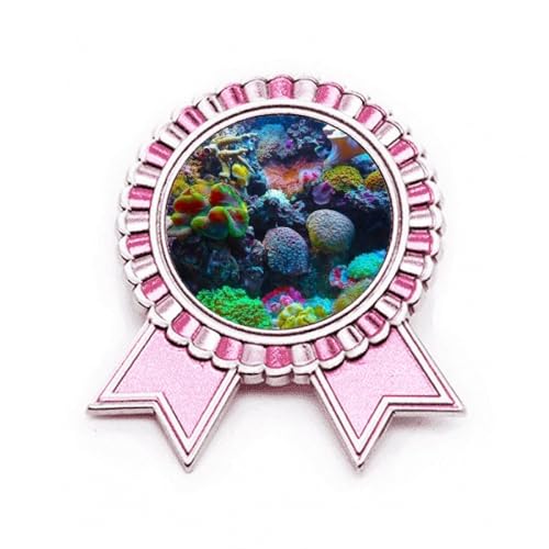 Broche image nature colorée océan rose en métal taille M pour accessoire veste et manteau