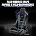 FREEMOTOR802 Racing Seats with Dual Lock Sliders, Universal For Most Cars Vehicles First Row, 1 Pair Reclinable Sport Bucket Seats, PU Carbon Fiber Look Leatherette, Black Blue Slots