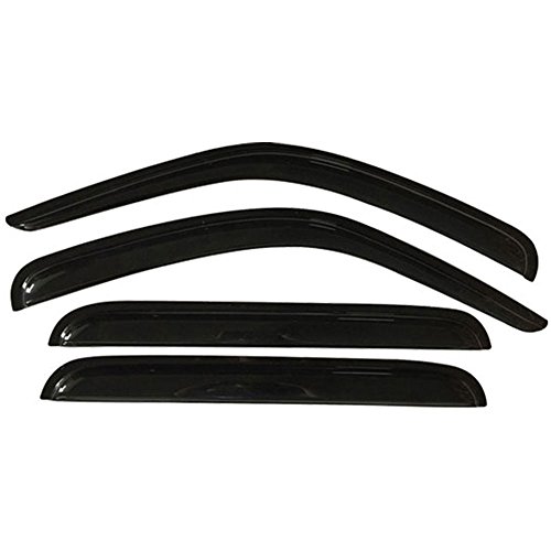 Tape On External Window Visor Compatible With 2002-2007 Jeep Liberty, Slim Style Acrylic Smoke Tinted&Semi-transparent Sun Rain Shade Guard Wind Vent Air Deflector IKON MOTORSPORTS