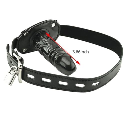 Image of Lockable Dildo Mouth Gag, SM Mouth Restraint with Lock Bondage (Long 3.9 inch)