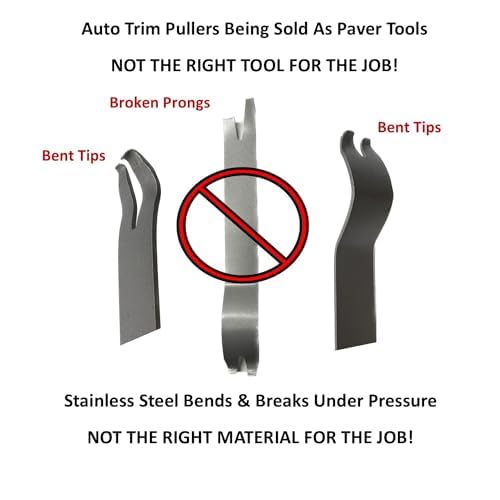 Keyfit Tools U.S.A. Paver Puller PRO 9\" Contractor Grade 4140 Heat Treated & Case Hardened Steel w/Joint Scraper Micro Teeth & Gripper Slots Paver Extraction Removal Raise Locked Bricks & Pavers - Thumbnail 3