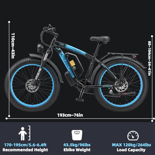 AWD Electric Bike for Adults, Peak 4000W Power 26&rdquo; Fat Tire Ebike, Dual Motor Electric Bicycles, 48V 22.4AH Removable Battery Fast Dual Hydraulic Brakes 21-Speed All Terrain E-Bikes (V3, Black-White)