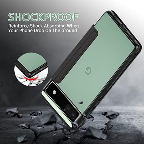 Petocase Compatible with Google Pixel 6A Wallet Case,Thin Slim Folio Flip Premium Protective PU Leather Wallet Case with Card Slot Clear Soft TPU Case for Google Pixel 6A 5G Black
