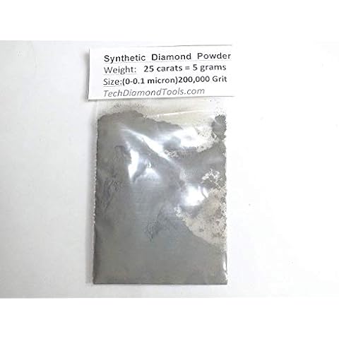 TechDiamondTools Diamond Powder for Polishing Glass Quartz Marble Rock Jewelry Stone Windshield Travertine Gemstone 200,000 Grit - 0-0.1 Microns - 25 Carats = 5 Grams USA Made Cover