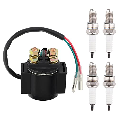 Tvent TRX250 Starter Solenoid Relay with Spark Plug Replacement for Honda Fourtrax 250 TRX250 FOURTRAX RECON 1997-2001 TRX250EX SPORTRAX 2003-2008 TRX250X 2009