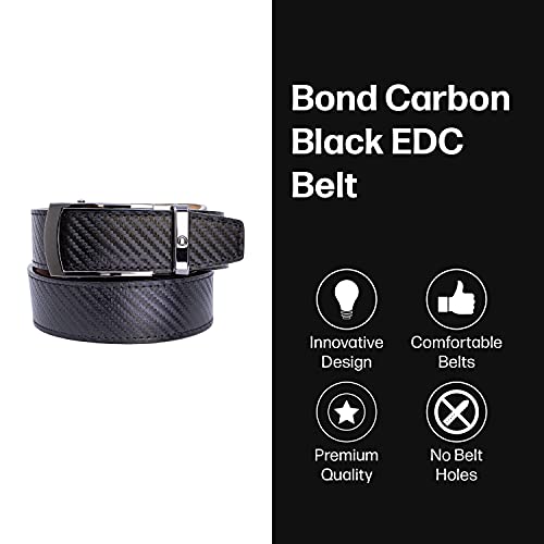 Image of Nexbelt Men's EDC Ratchet Belt | Bond Carbon Black 1.375 inch [35mm] Leather Strap - Micro-Adjustable Gun Belt for Concealed Carry - Tactical Accessories, Mens Belt Ratchet & Riggers Belt