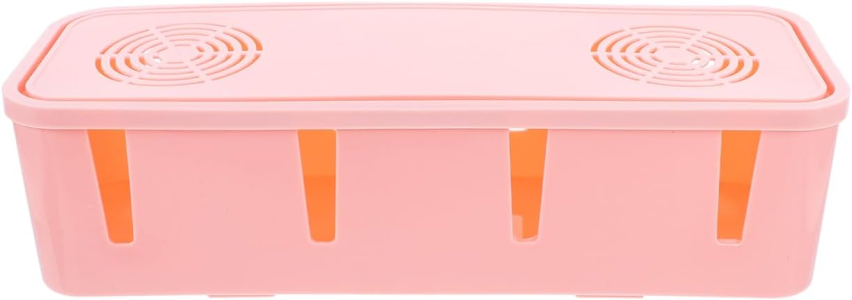 Plug Socket Dust Safety Box Pink Cable Hider Box for Storage and Organization of Cords Wires and Cables for Desk and Home Use