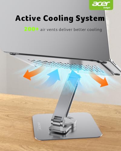 Image of acer Adjustable Laptop Stand for Desk, Laptop Riser with 360 Rotating Base, Ergonomic Foldable Computer Holder Compatible with MacBook Pro Air, Tablet, All Notebooks 10-16 inch