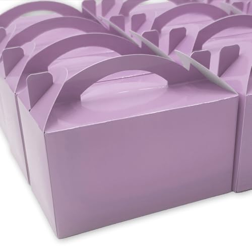 TIMESEEK 30-Pack Lavender Mist Gable Treat Boxes with Handles, 6" Pop-Up Party Favor Gift Boxes for Birthday,Wedding,Baby Shower, Eco-Friendly Candy, Cookie, Goodie Bags for Kids, Bachelorette Decor