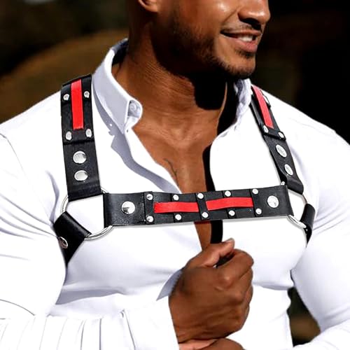 Fstrend Men's Harness Chest Belts Leather Shoulder Strap Rivets Fashion Rave Body Accessory2