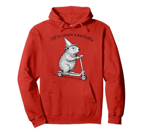 Off To Cause A Kerfuffle Funny Capybara Scooter Chaos Pullover Hoodie