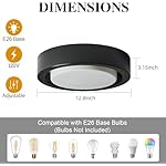 COTULIN Black Flush Mount Ceiling Light,13 Inch Matte Black Ceiling Lighting Fixture,2-Light Modern Round Metal Lamp with White Frosted Glass Shade for Hallway Bedroom Closet Outdoor - Image 3