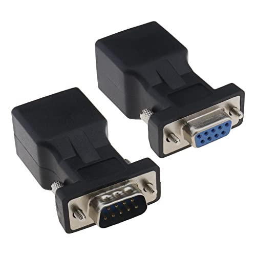 EMSea 2PCS 9-Pin RS232 DB9 to RJ45 Serial Adapter Ethernet Converter for Standard 9 Pin D-sub RS-232 Devices Computer Laptop Printer DB9-F to RJ45-F & DB9-M to RJ45-F