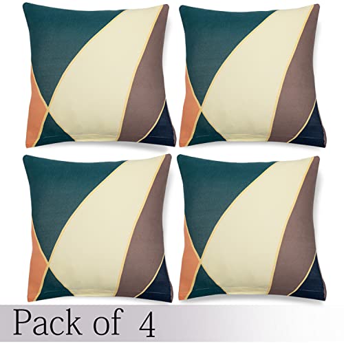 Image of HOKIPO Polyester Blend Stretchable Cushion Cover 16x16, Pack of 4 (AR-4098-D14*4), (40 x 40cm),Multicolor