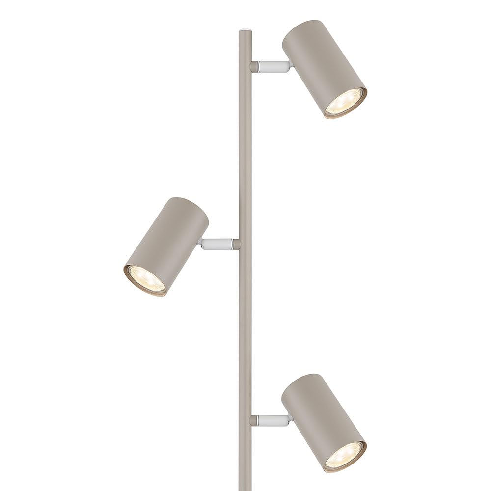 Stehlampe Standleuchte 3 Leuchten schwenkbare Stehlampe Stehleuchte Wohnzimmer sandfarben weiß 3 Flammig, Metall, 3x GU10, DxH 23x154 cm