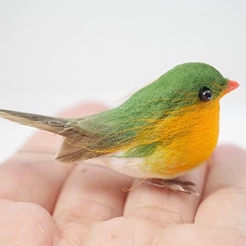Casoter Handmade Simulated Robin Bird for Home Furnishings, Small Bird Ornaments Decoration Indoor Outdoor Garden, 2 Pack