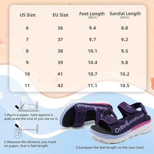 Image of Women's Orthopedic Wide Toe Box Sandals: Comfortable Arch Support Plantar Fasciitis Orthotic Casual Summer Beach Sandals, Adjustable Strap Flat Feet Walking Shoes for Foot Heel and Pain Relief