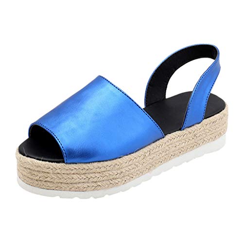 Worsworthy Sandalias Mujer Verano 2019 Planas, Sandalias de Mujer Gruesas con Parte de La Plataforma de Juego de Verano Tejidas con Parte Gruesa Zapatos Romanos Sandalias Mujer Verano 2019 Nuevas