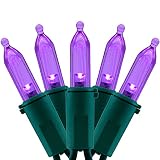 YULETIME 200 Purple LED Christmas Lights, 66 ft Green Wire UL String Light YULETIME 200 Purple LED Christmas Lights, 66 ft Green Wire UL String Light