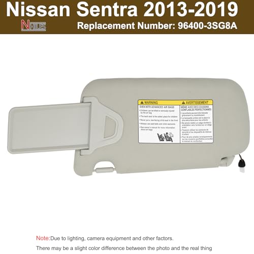 NHILES Passenger Right Side Sun Visor Replacement Fits for Nissan Sentra 2013-2019 Sunshade with Light 96400-3SG8A Color: Gray by NHILES - Image 5