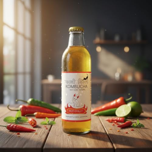 Image of KAALI BILLI Kombucha Hot Chilly, Pack of 4 | Fermented Tea, All Natural, Gut Healthy Drink | 4 x 250ml | Vegan, Preservative free, Low calorie, Low sugar