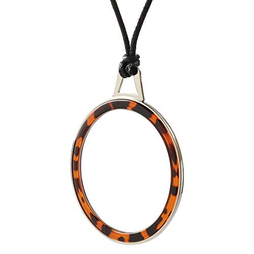 TERAISE Necklace Reading Glasses Novel Pendant Readers Lightweight Portable Anti-loss Reading Glasses with Exquisite Metal Case for Women and Men(Leopard-1.5X)