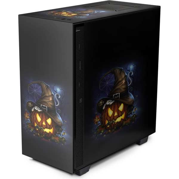 Skinit Skin Gaming Compatible con Gabinete NZXT H510 Compact ATX Mid-Tower - Diseño Halloween Gato y Calabaza por Sarah Richter miniatura 1
