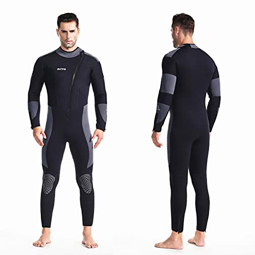 ZCCO Men's 5mm Neoprene Wetsuit - Ultra Stretch Full Body Diving Suit with Front Zip for Snorkeling, Scuba Diving, Swimming and Surfing (MF502-2XL) by ZCCO - Used condition - US$74.27