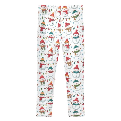Girls Leggings Soft Toddler Ankle Length Bottoms Christmas Snowmen Kids Dance Yoga Pants 4-10 Years2